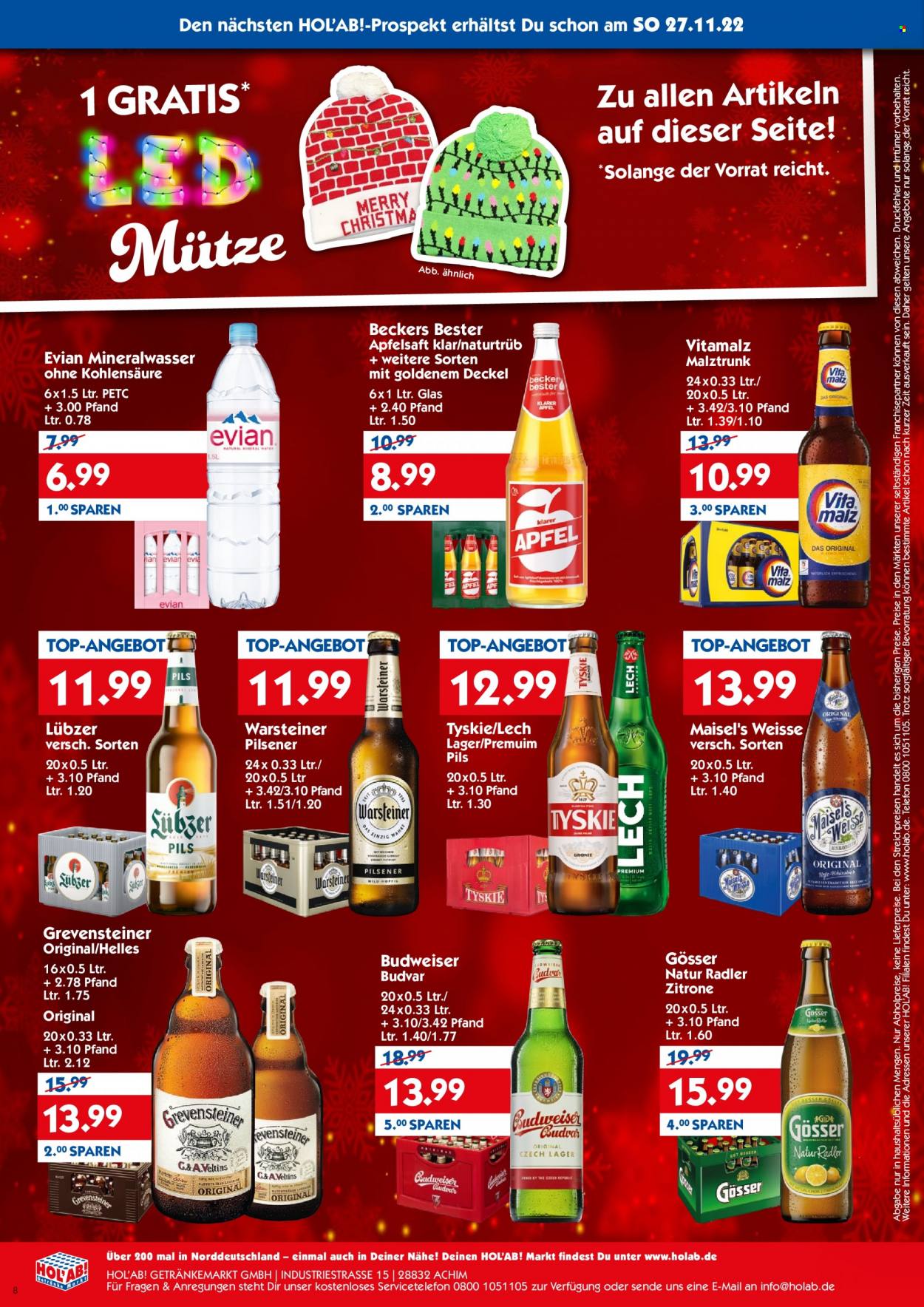 Hol'ab! Getränkemarkt Prospekte  - 21.11.2022 - 26.11.2022. Seite 8