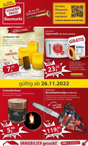 Prospekte Sonderpreis-Baumarkt - 26.11.2022 - 2.12.2022.