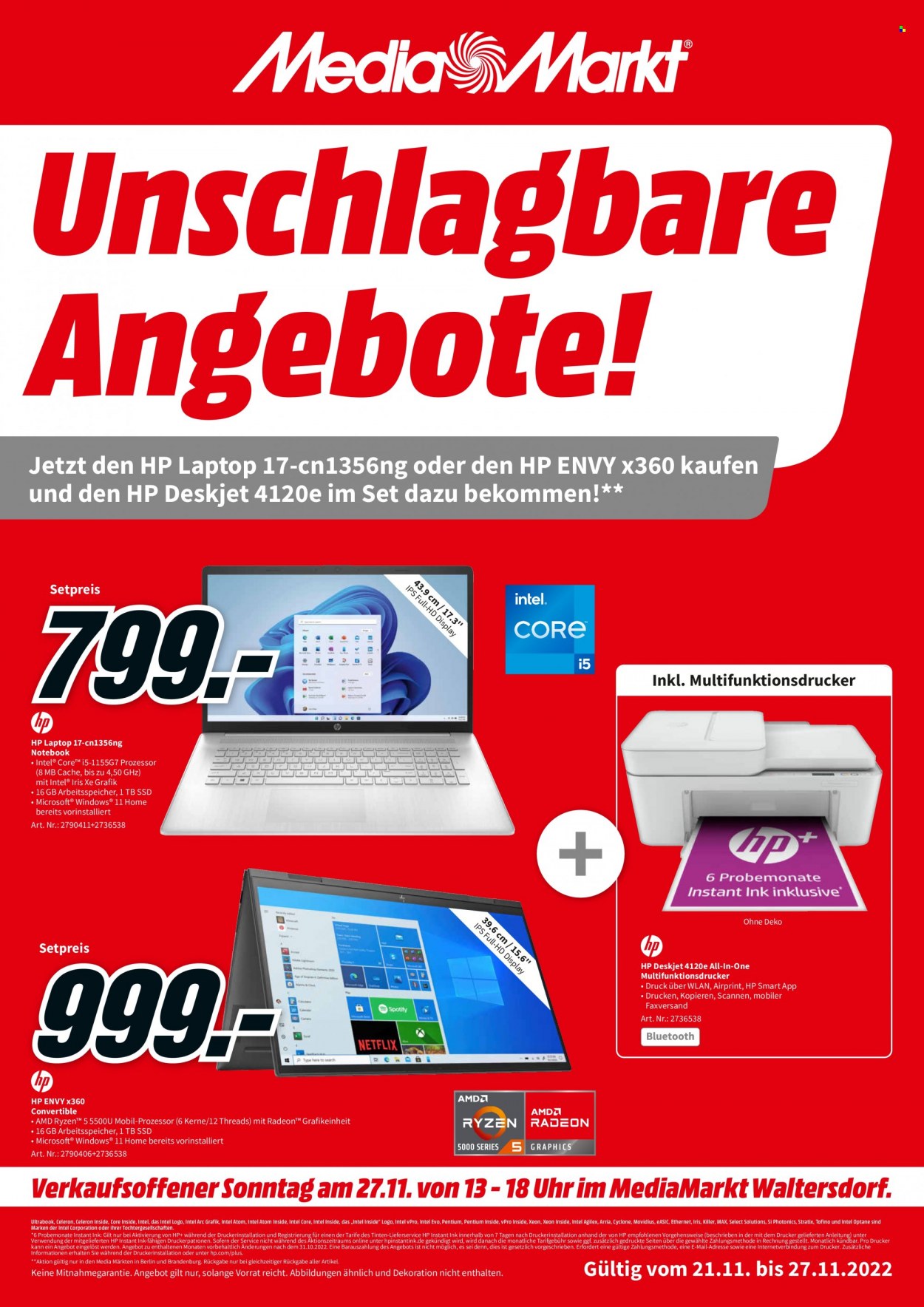 MediaMarkt Prospekte  - 21.11.2022 - 27.11.2022. Seite 1