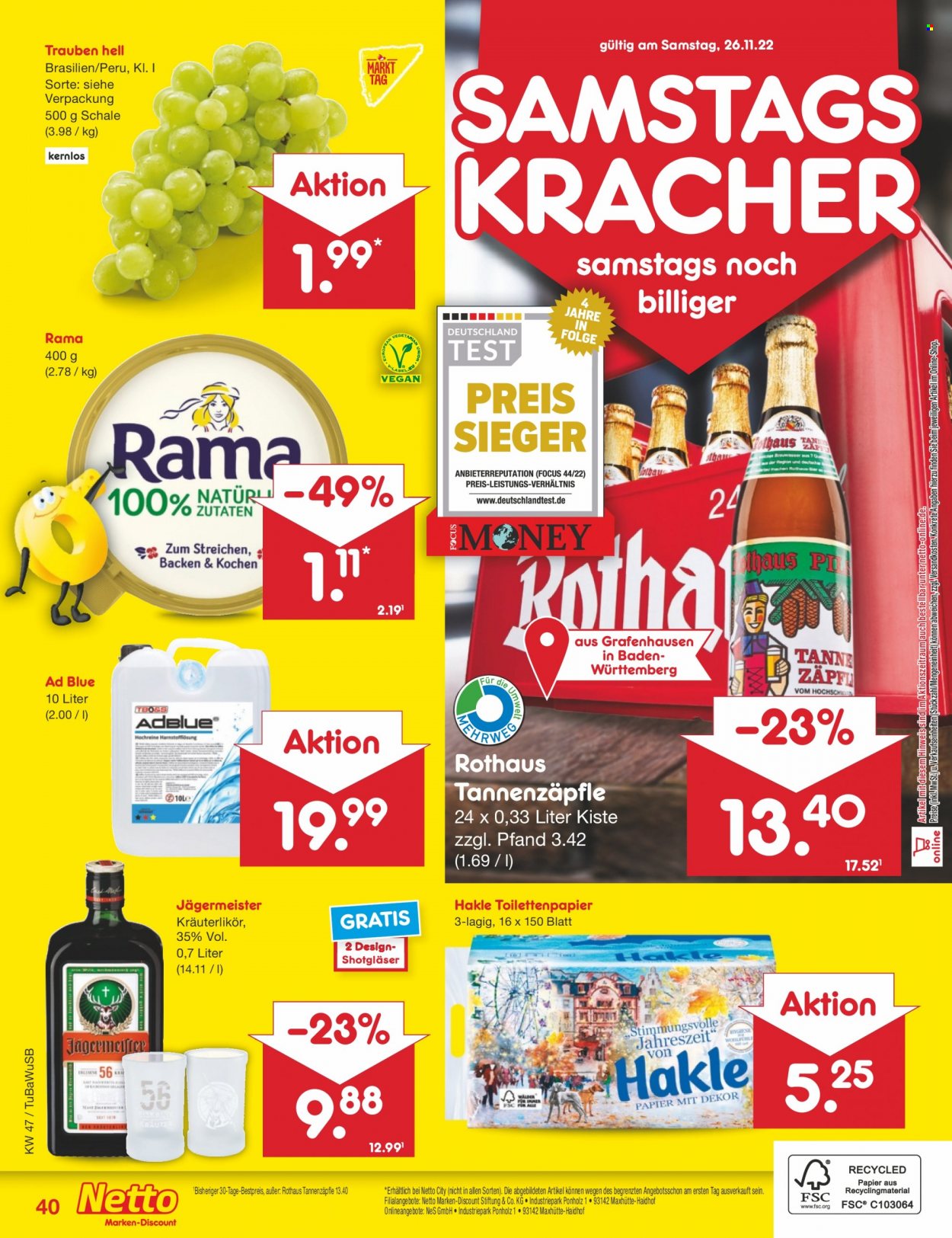 Netto Marken-Discount Prospekte  - 21.11.2022 - 26.11.2022. Seite 40