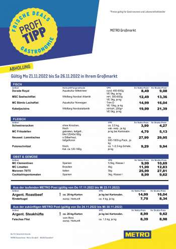 Prospekte Metro - 21.11.2022 - 26.11.2022.