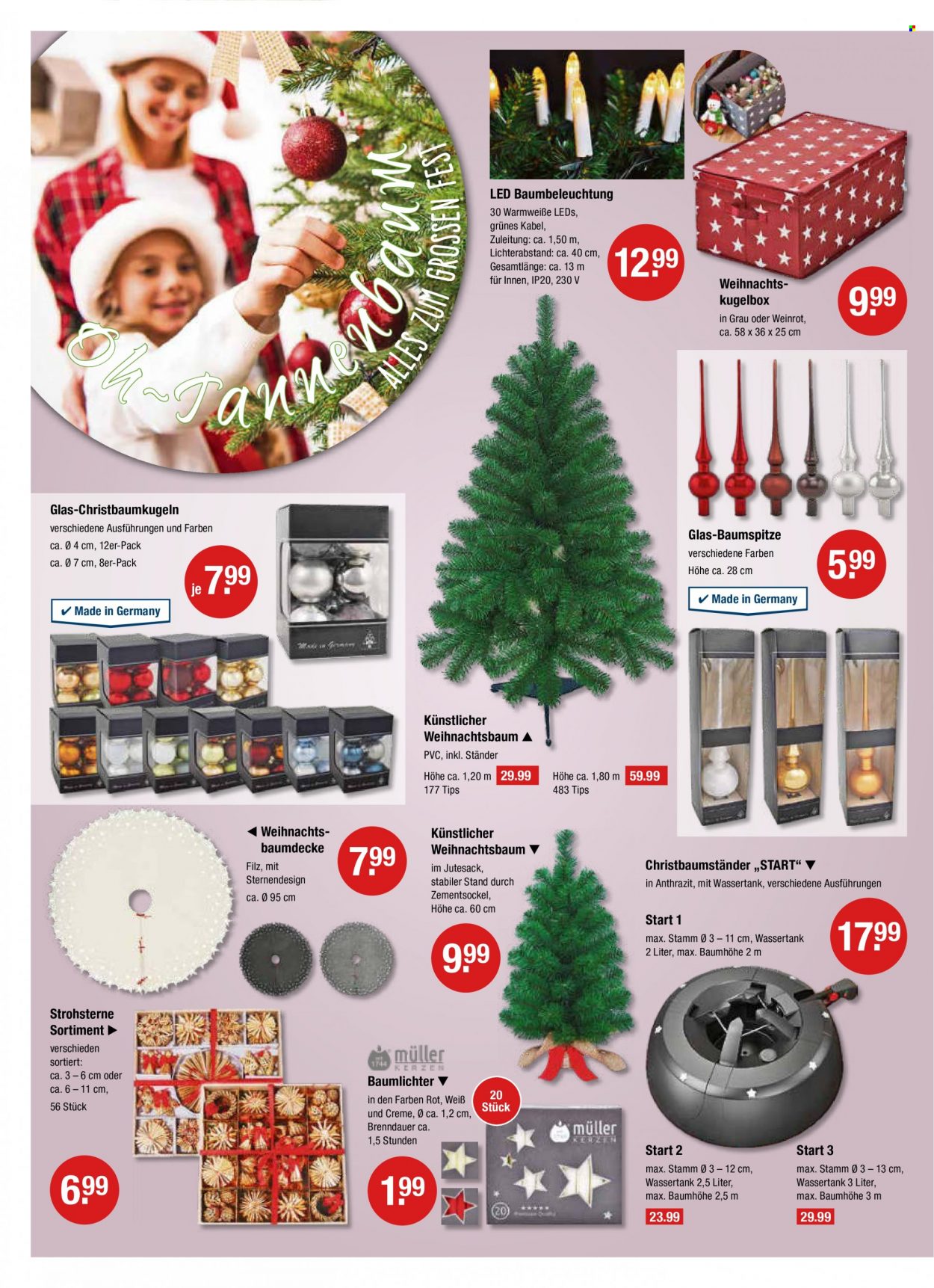 thumbnail - Prospekte V-Markt - 1.12.2022 - 7.12.2022 - Produkte in Aktion - Christbaumständer, Kerze, Baumspitze, Weihnachtsbaum. Seite 14.