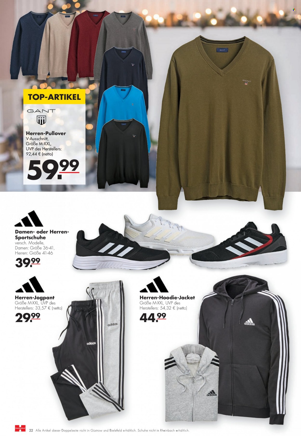 thumbnail - Prospekte Handelshof - 1.12.2022 - 7.12.2022 - Produkte in Aktion - Adidas, Sportschuhe, Pullover. Seite 22.