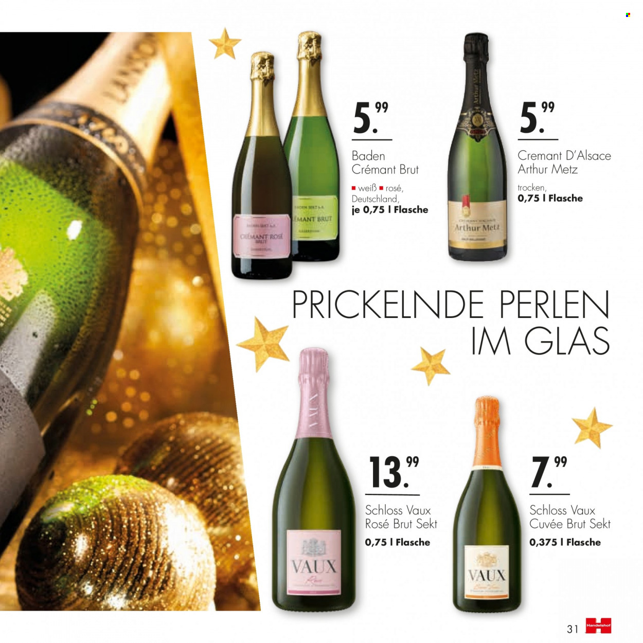 thumbnail - Prospekte Handelshof - 1.12.2022 - 31.12.2022 - Produkte in Aktion - Alkohol, Wein, Sekt, Perlen. Seite 31.