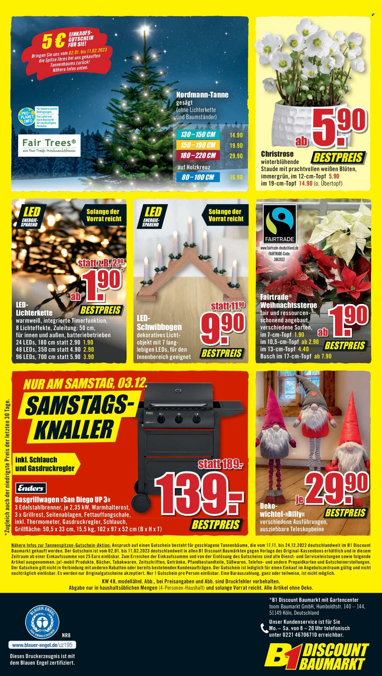thumbnail - Prospekte B1 Discount - 26.11.2022 - 2.12.2022 - Produkte in Aktion - Gasgrill, Pflanztopf, Engel. Seite 8.