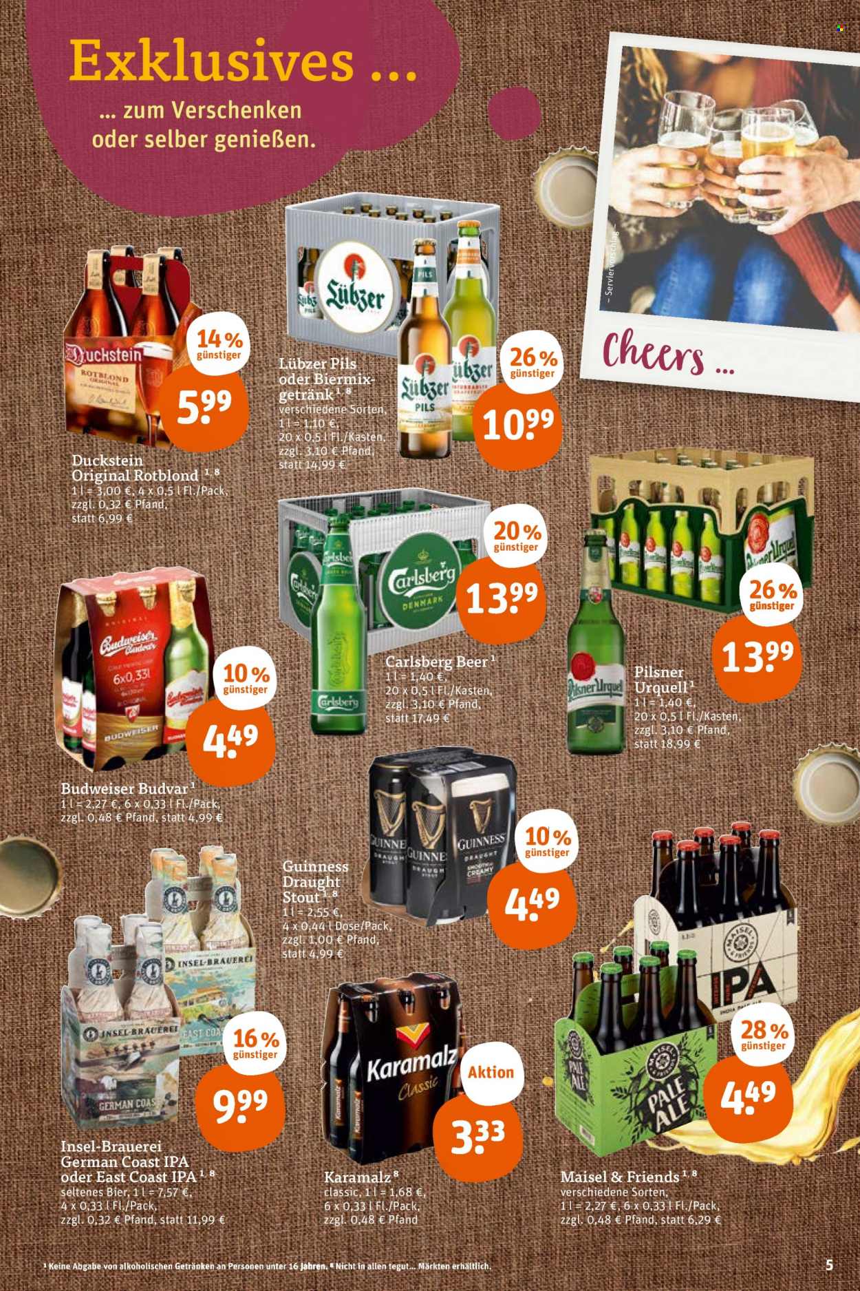 thumbnail - Prospekte tegut... - 28.11.2022 - 3.12.2022 - Produkte in Aktion - Lübzer, Bier, Budweiser, Alkohol, Carlsberg, Guinness. Seite 7.