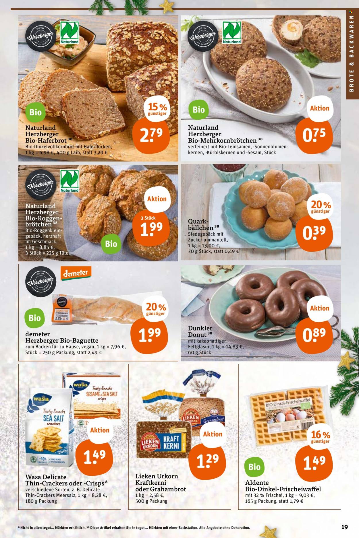 thumbnail - Prospekte tegut... - 28.11.2022 - 3.12.2022 - Produkte in Aktion - Baguette, Brötchen, Dinkelbrot, Vollkornbrot, Backwaren, Donut, Cracker, Dekoration, Tüte. Seite 21.