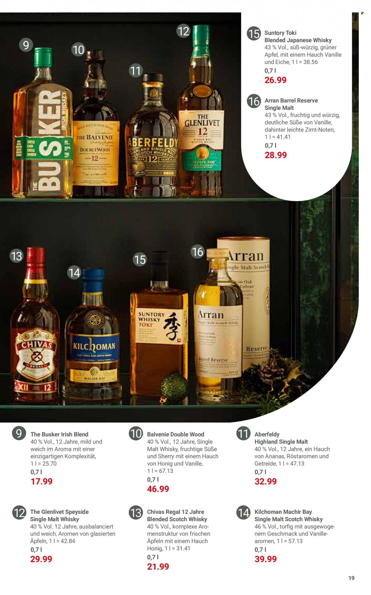 thumbnail - Prospekte Globus - 28.11.2022 - 24.12.2022 - Produkte in Aktion - Alkohol, Äpfel, Blended Scotch Whisky, Whiskey, Single Malt, Scotch Whisky, Irish Whiskey, Chivas Regal. Seite 19.