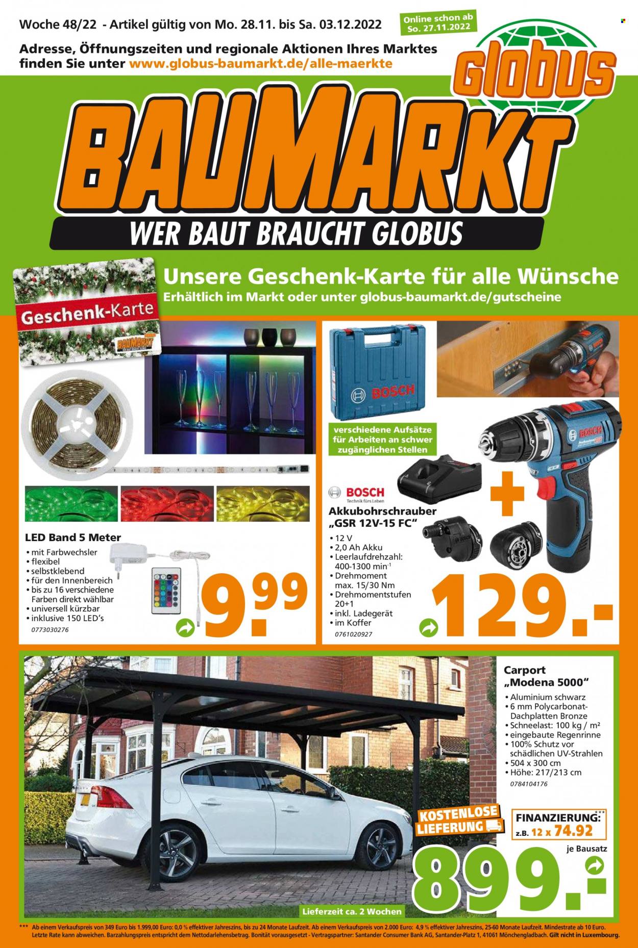 Globus Baumarkt Prospekte  - 28.11.2022 - 3.12.2022. Seite 1