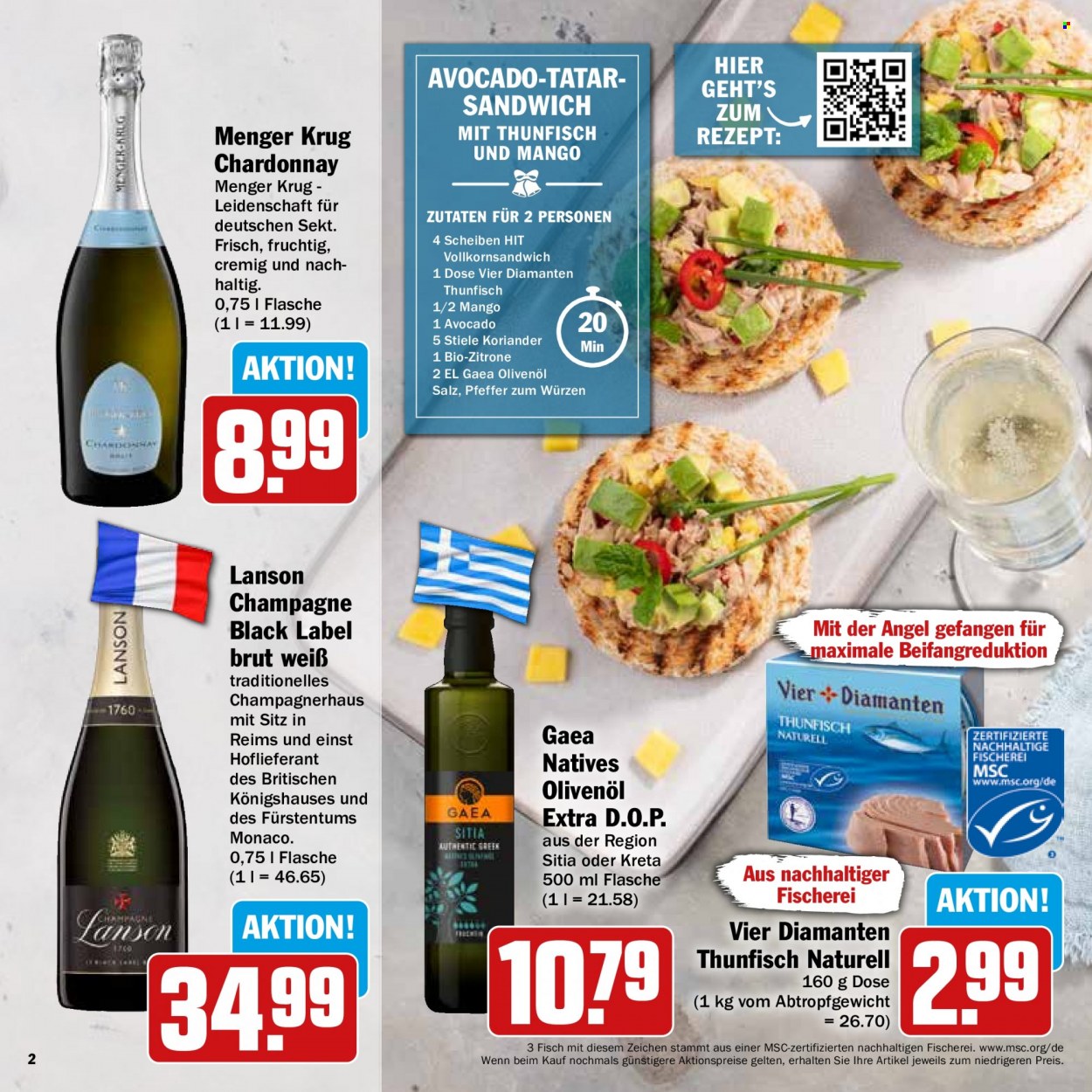 thumbnail - Prospekte Hit - 28.11.2022 - 3.12.2022 - Produkte in Aktion - Alkohol, Avocado, Thunfisch, Koriander, Wein, Sekt, Champagne, Chardonnay. Seite 2.