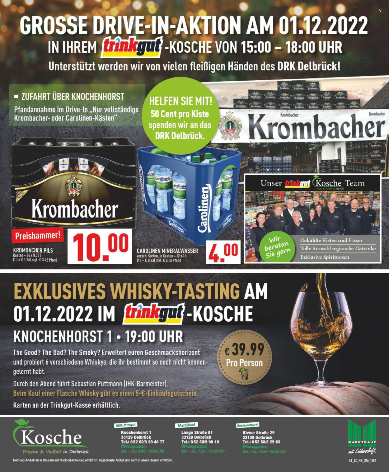 thumbnail - Prospekte Marktkauf - 28.11.2022 - 3.12.2022 - Produkte in Aktion - Krombacher, Bier, Alkohol, Mineralwasser, Whiskey. Seite 16.