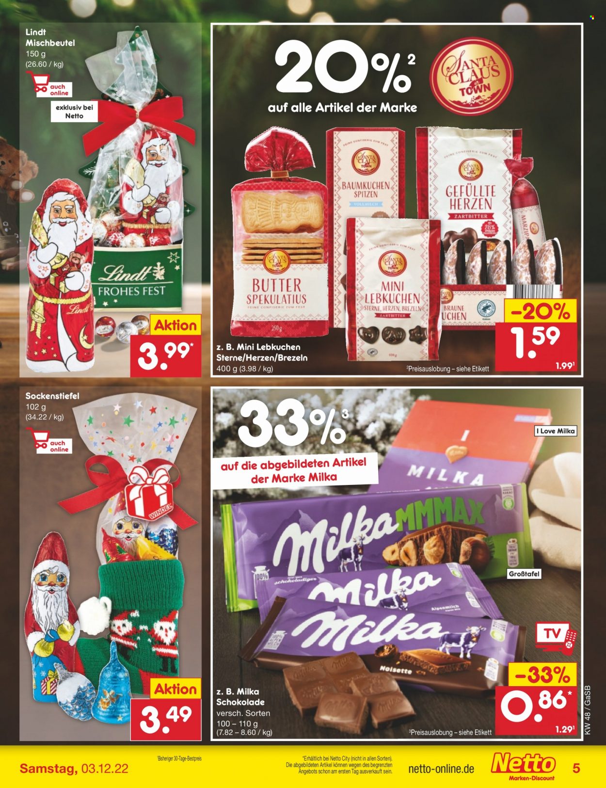 thumbnail - Prospekte Netto Marken-Discount - 28.11.2022 - 3.12.2022 - Produkte in Aktion - Lebkuchen, Milka, Butter, Schokolade, Lindt, Butterspekulatius, Windeln. Seite 7.