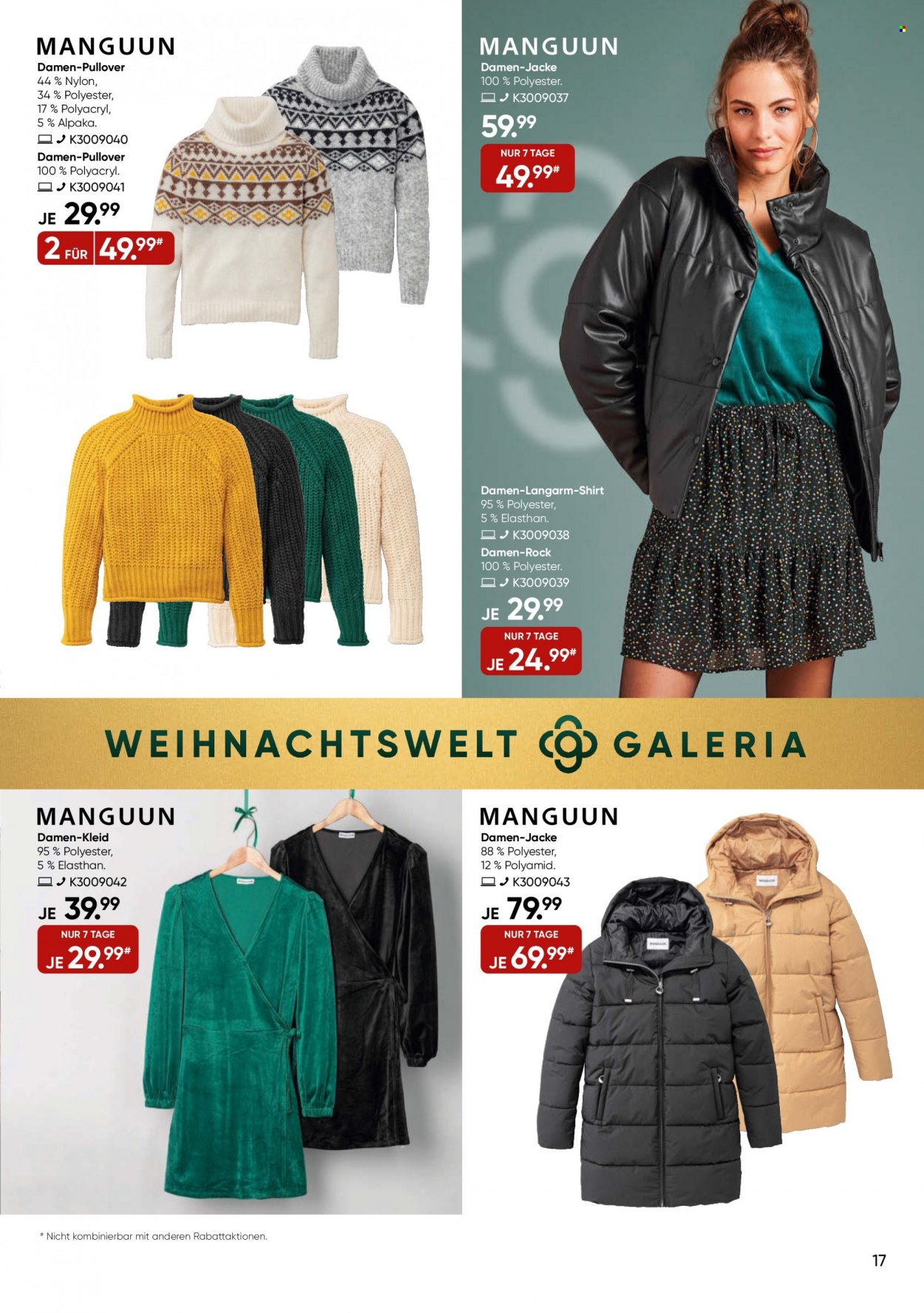 thumbnail - Prospekte GALERIA Karstadt Kaufhof - 30.11.2022 - 6.12.2022 - Produkte in Aktion - Jacke, Kleid, Shirt, Pullover. Seite 17.