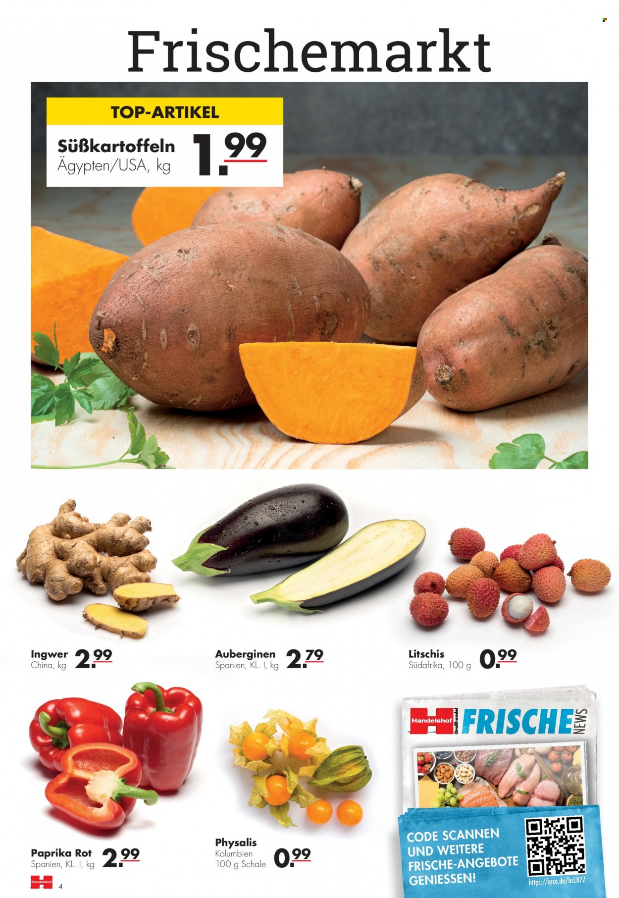 thumbnail - Prospekte Handelshof - 8.12.2022 - 14.12.2022 - Produkte in Aktion - Paprika, Süßkartoffeln, Ingwer, Physalis. Seite 4.