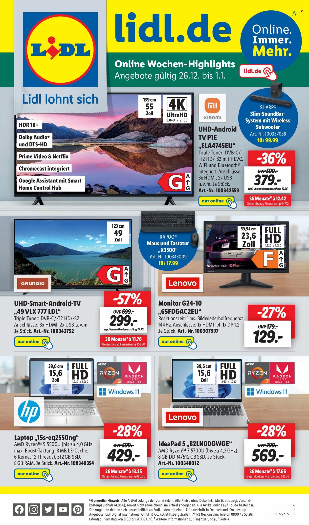 Lidl Prospekte  - 26.12.2022 - 1.01.2023. Seite 1