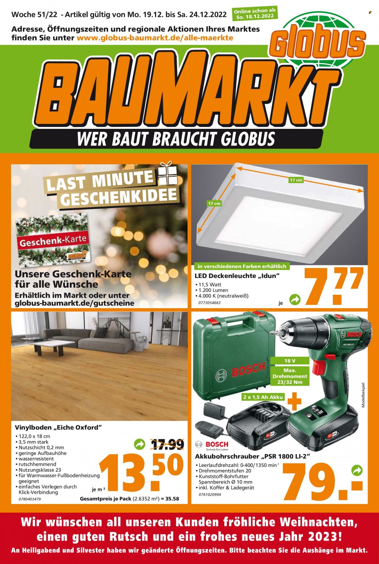 Globus Baumarkt Prospekte  - 19.12.2022 - 24.12.2022. Seite 1