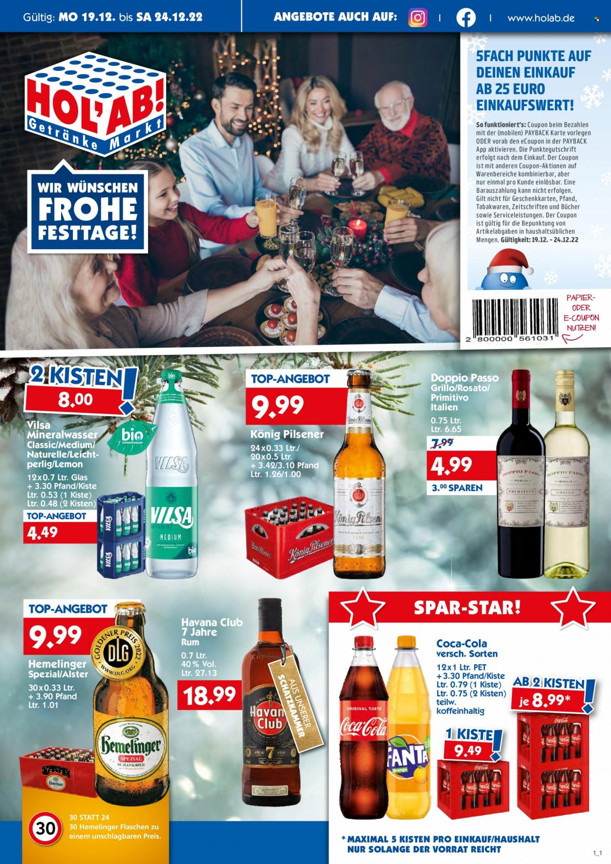 Hol'ab! Getränkemarkt Prospekte  - 19.12.2022 - 24.12.2022. Seite 1