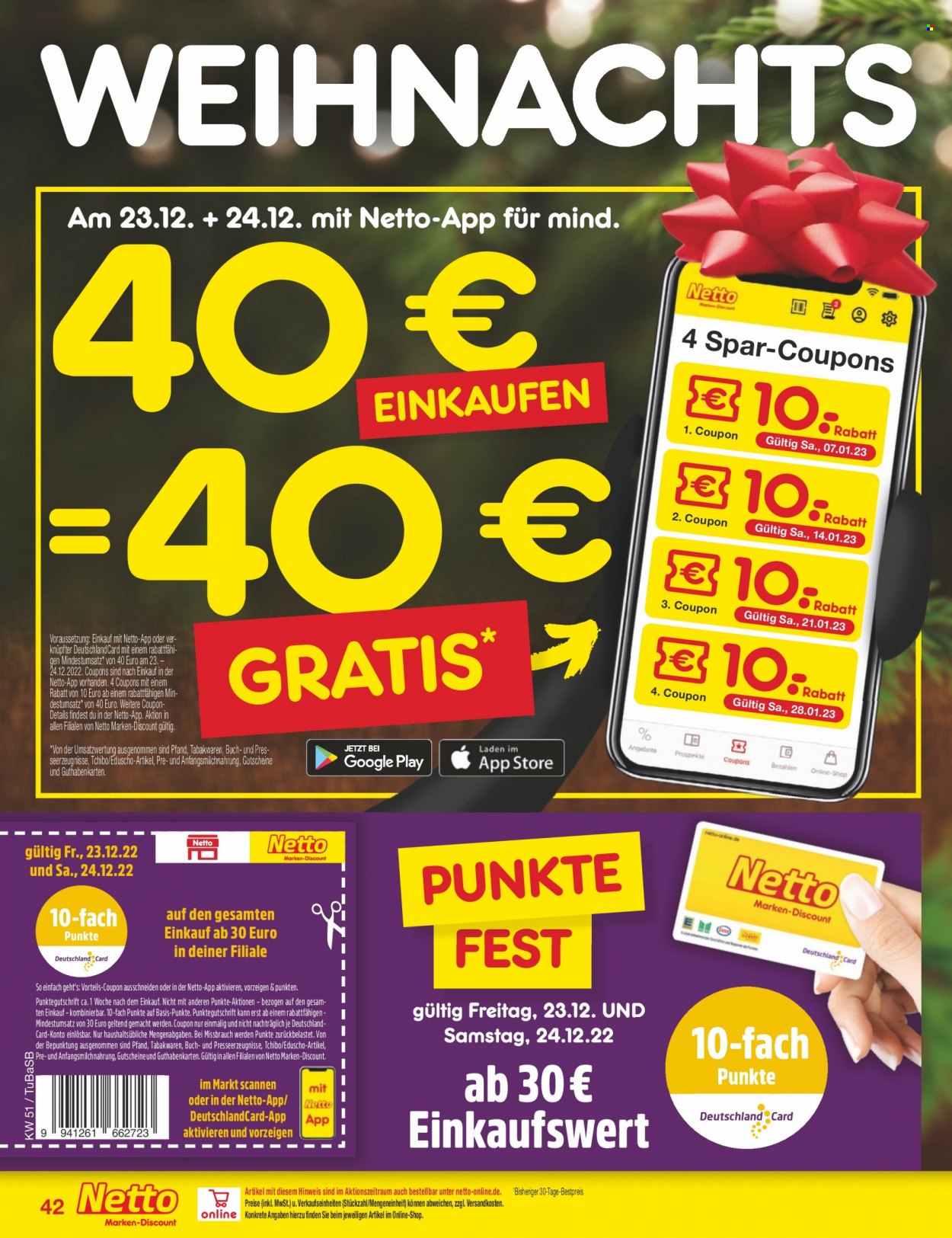 Netto Marken-Discount Prospekte  - 19.12.2022 - 24.12.2022. Seite 42