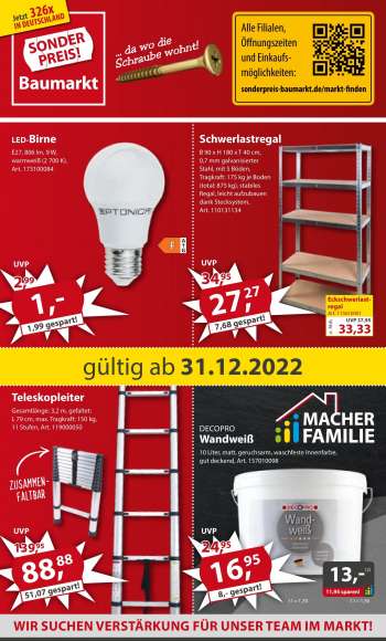 Prospekte Sonderpreis-Baumarkt - 31.12.2022 - 6.01.2023.