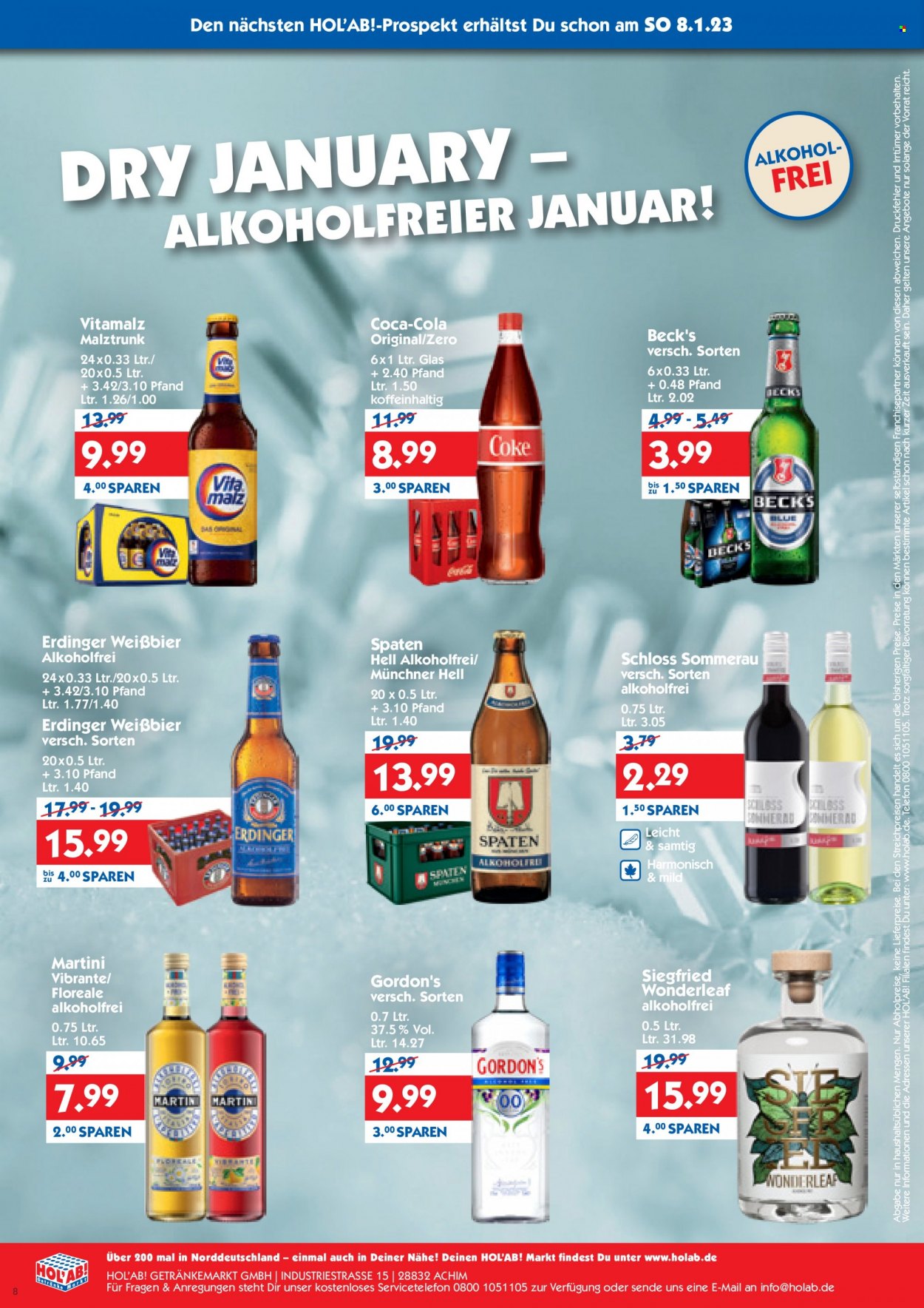 Hol'ab! Getränkemarkt Prospekte  - 2.01.2023 - 7.01.2023. Seite 8