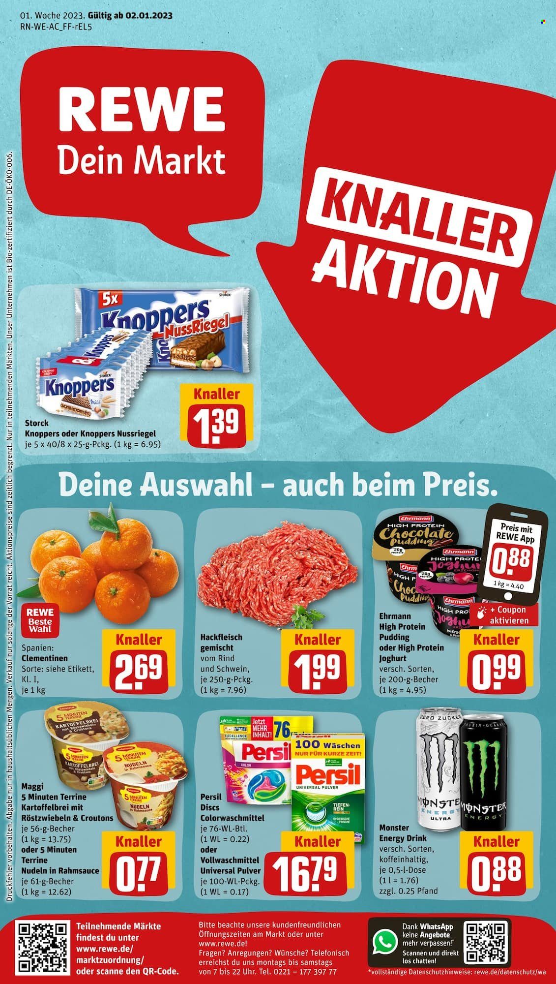 REWE Prospekte  - 2.01.2023 - 7.01.2023. Seite 1