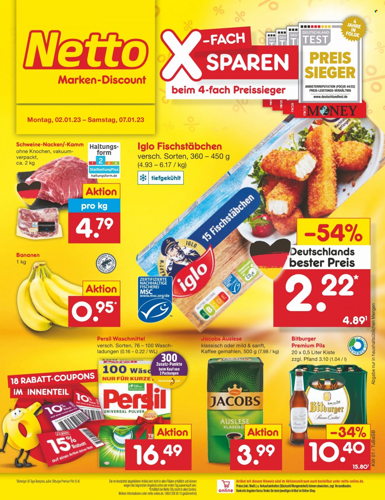 Netto Marken-Discount Prospekte  - 2.01.2023 - 7.01.2023. Seite 1