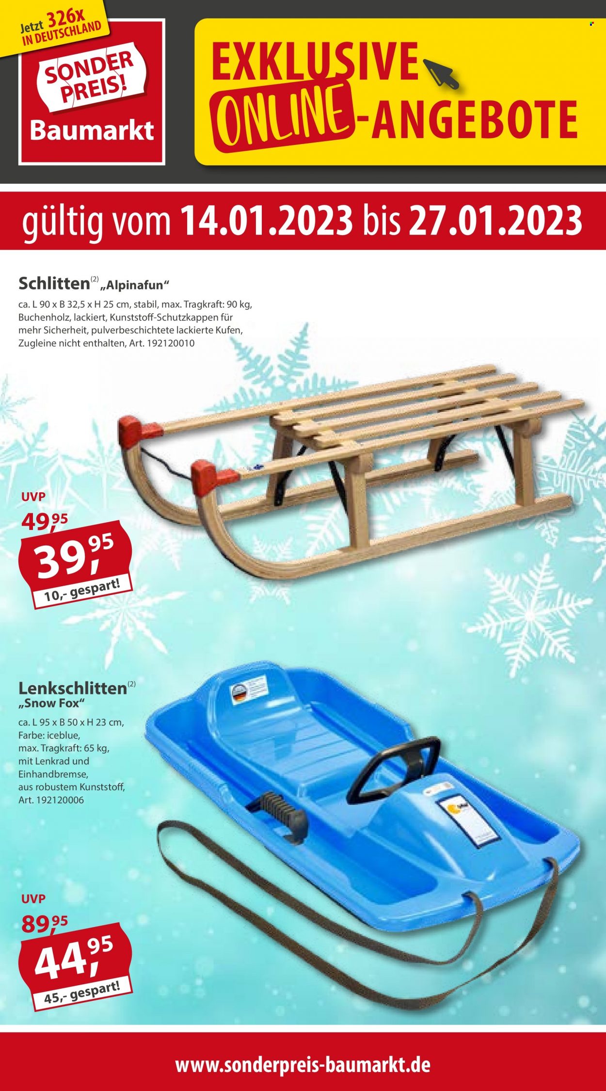 Sonderpreis-Baumarkt Prospekte  - 14.01.2023 - 27.01.2023. Seite 1
