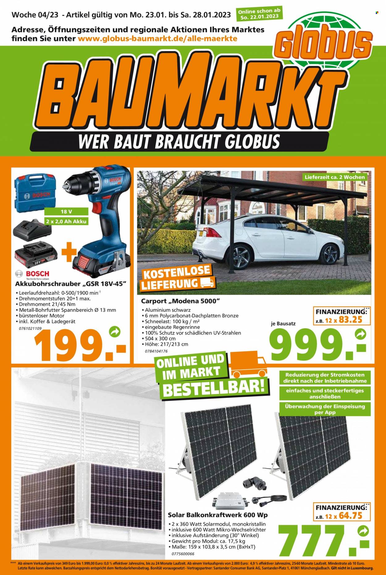 Globus Baumarkt Prospekte  - 23.01.2023 - 28.01.2023. Seite 1