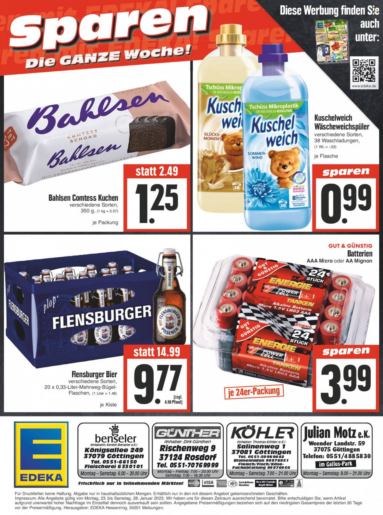 thumbnail - Prospekte Edeka - 30.01.2023 - 4.02.2023 - Produkte in Aktion - Bier, Alkohol, Gut & Günstig, Kuchen, Bahlsen, Käse, Weichspüler, Kuschelweich. Seite 16.