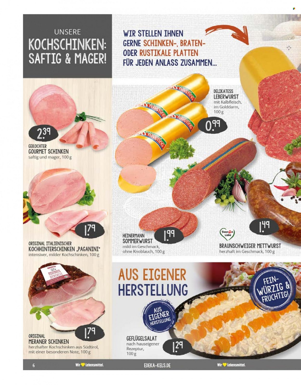 thumbnail - Prospekte Edeka - 30.01.2023 - 4.02.2023 - Produkte in Aktion - Schinken, Kochschinken, Mettwurst, Leberwurst. Seite 6.