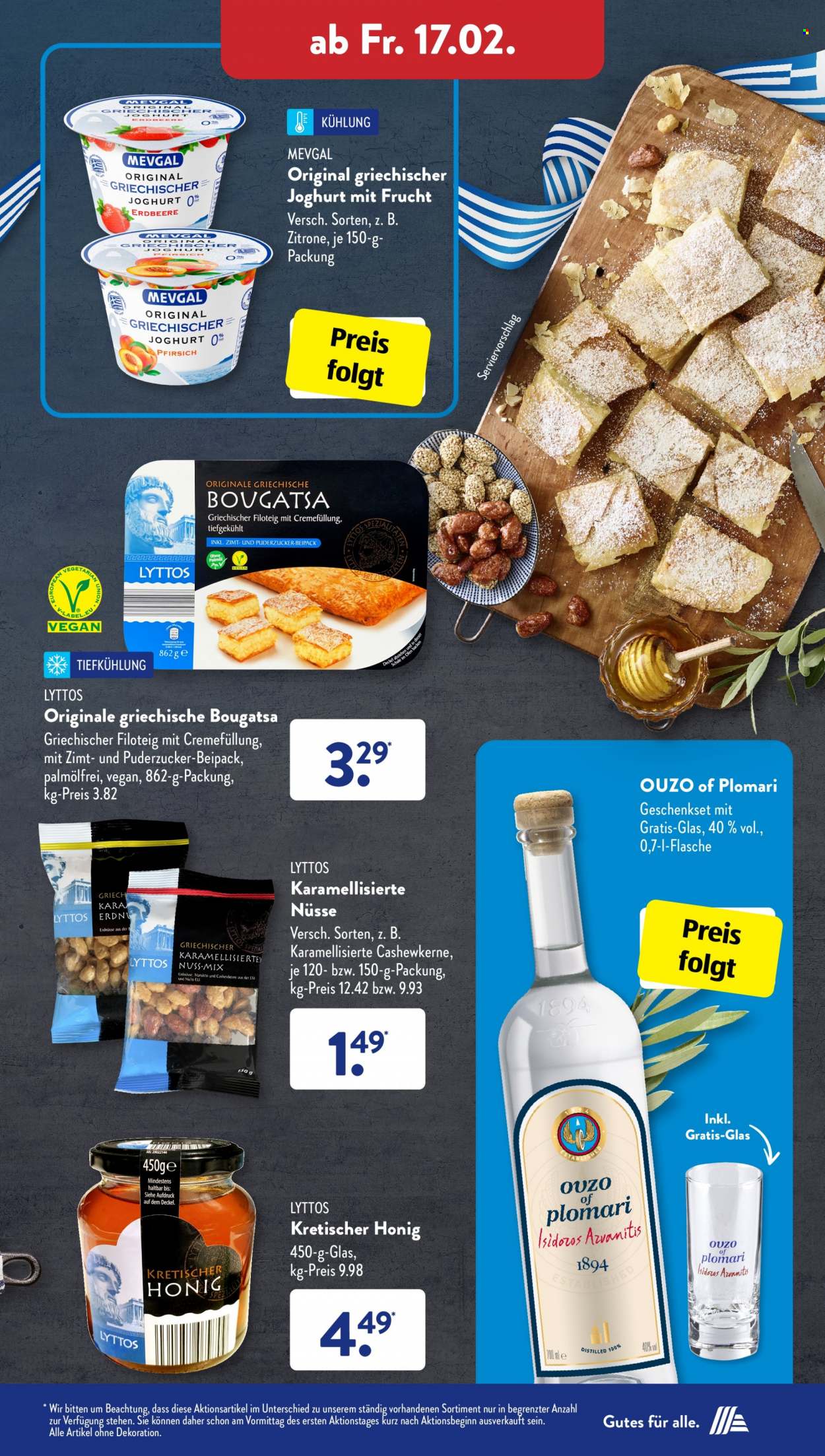 thumbnail - Prospekte ALDI SÜD - Produkte in Aktion - Joghurt, griechischer Joghurt, Honig, Cashew, Ouzo, Geschenkset, Dekoration. Seite 27.