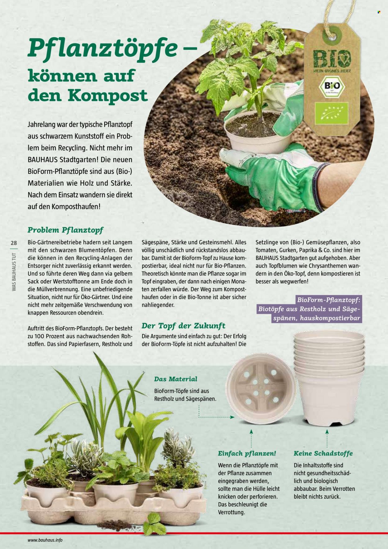 thumbnail - Prospekte Bauhaus - 28.01.2023 - 30.06.2023 - Produkte in Aktion - Holz, Tomaten, Chrysanthemen, Pflanztopf. Seite 28.