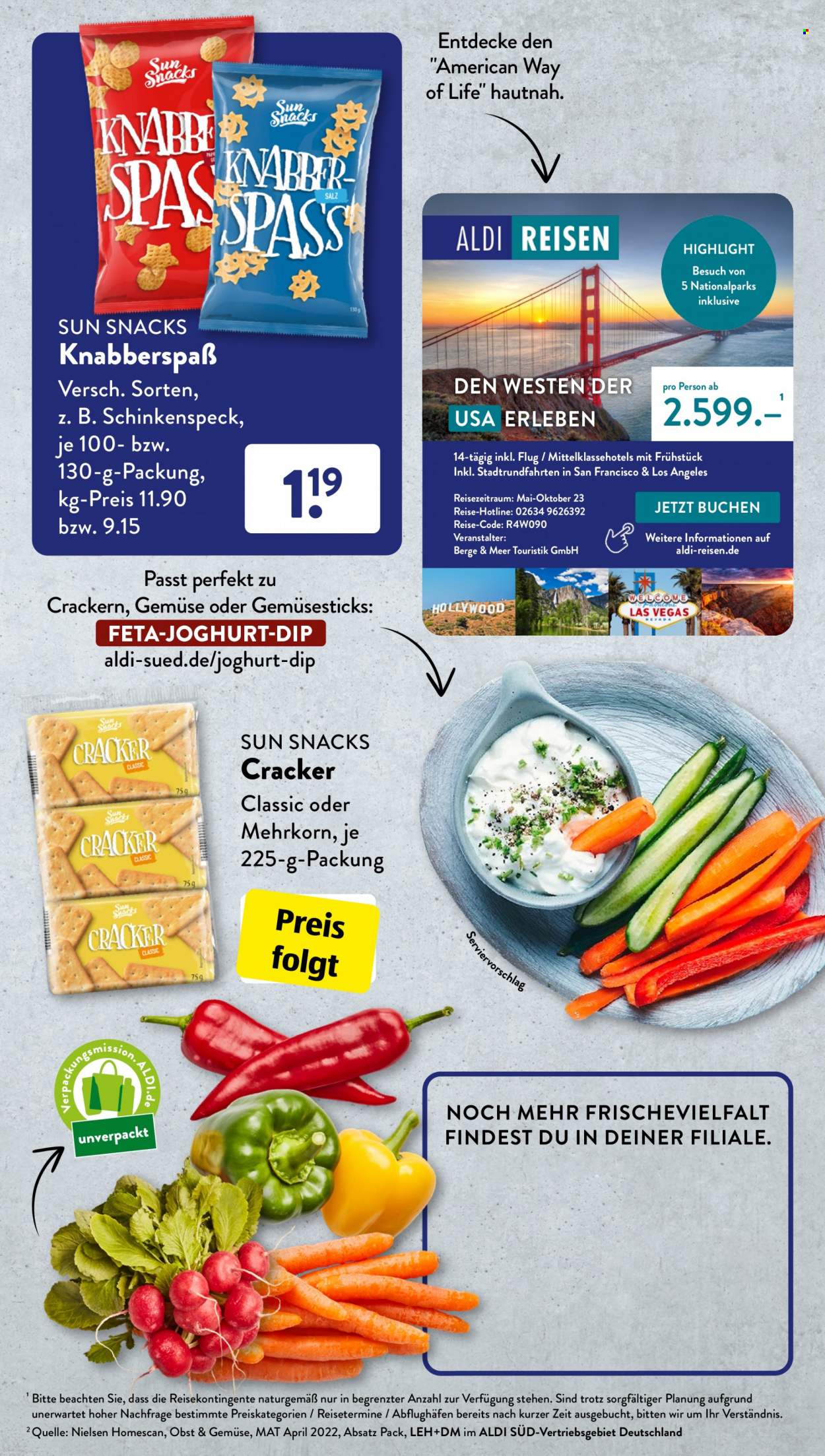 thumbnail - Prospekte ALDI SÜD - 31.01.2023 - 28.02.2023 - Produkte in Aktion - Speck, Schinkenspeck, Feta, Joghurt, Cracker, Sun Snacks. Seite 9.
