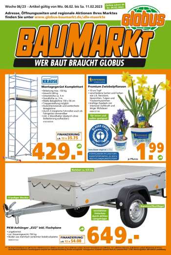 Prospekte Globus Baumarkt - 6.02.2023 - 11.02.2023.