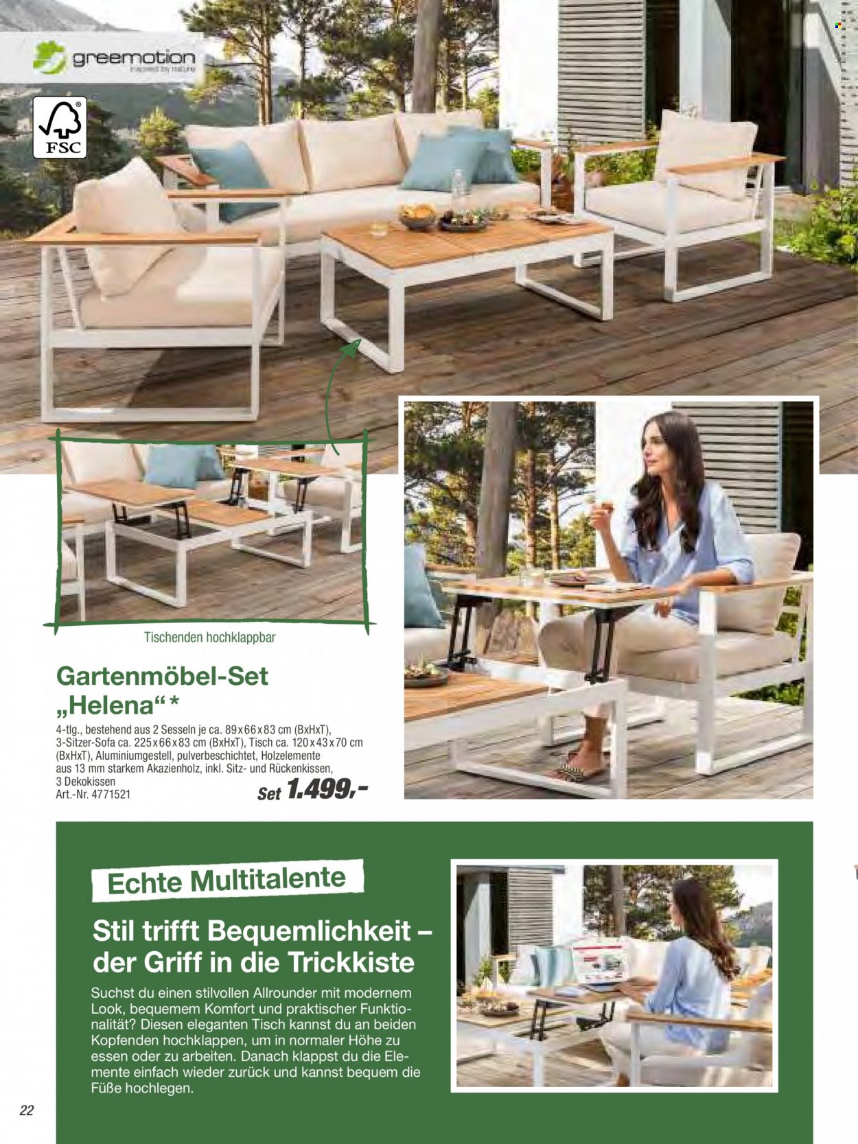 thumbnail - Prospekte toom Baumarkt - Produkte in Aktion - Dekokissen, Sofa, Rückenkissen, Tisch, Gartenmöbel. Seite 22.