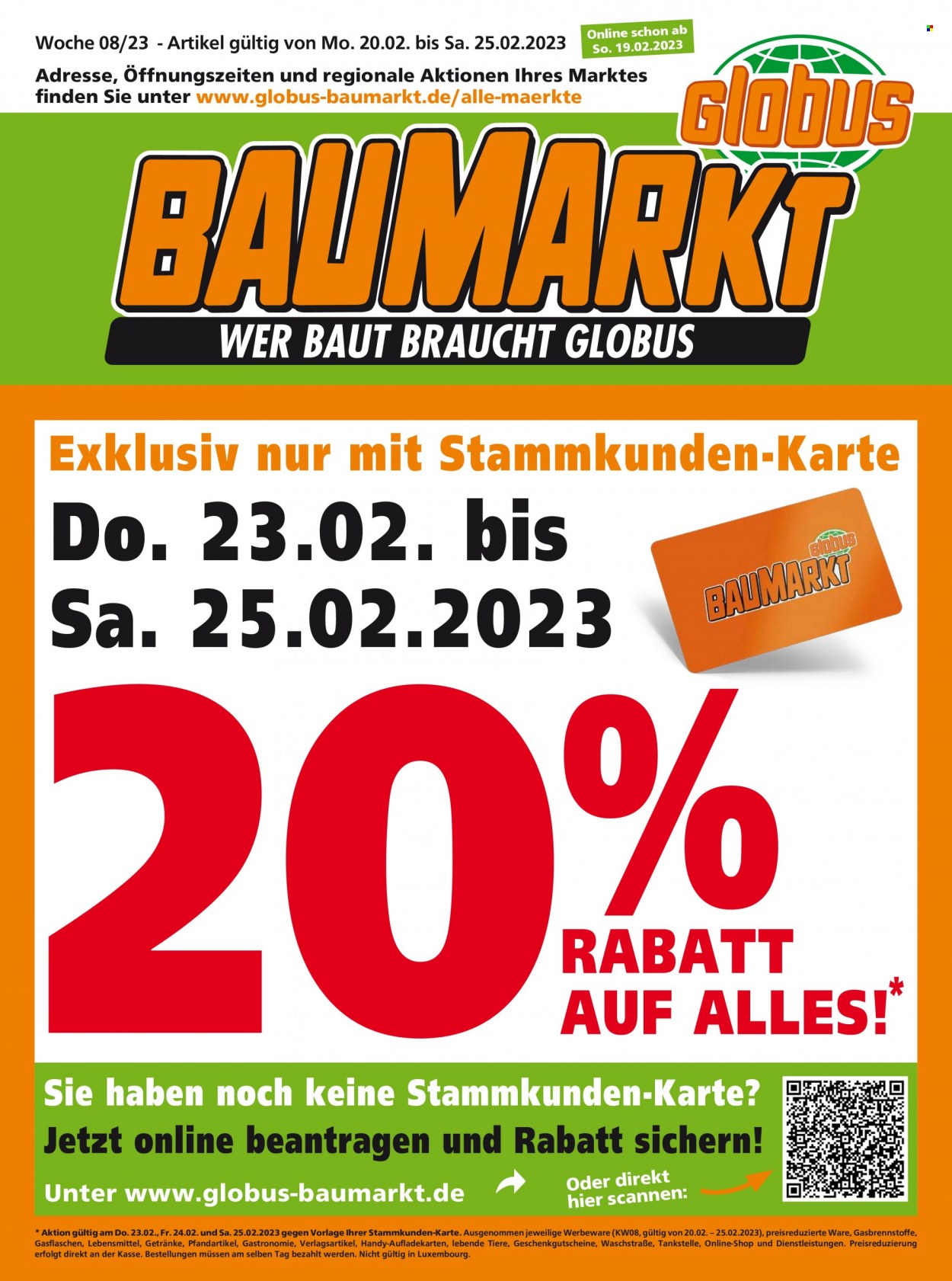 Globus Baumarkt Prospekte  - 20.02.2023 - 25.02.2023. Seite 1