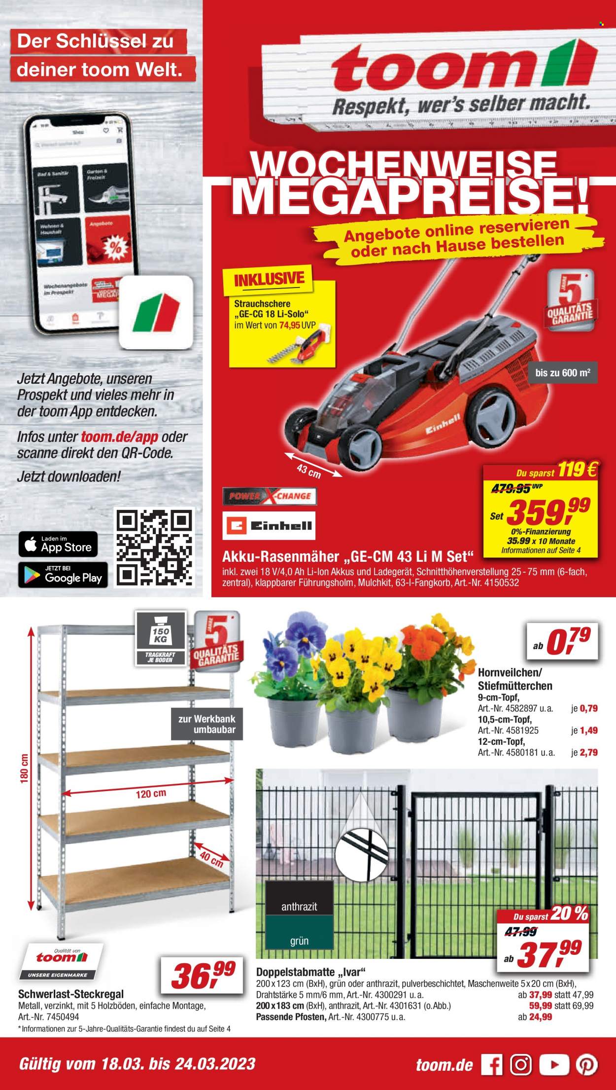 toom Baumarkt Prospekte  - 18.03.2023 - 24.03.2023. Seite 1