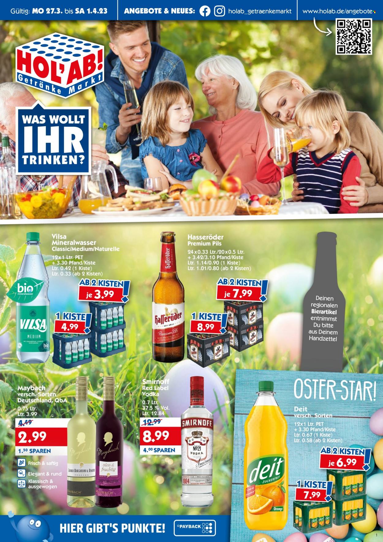 Hol'ab! Getränkemarkt Prospekte  - 27.03.2023 - 1.04.2023. Seite 1