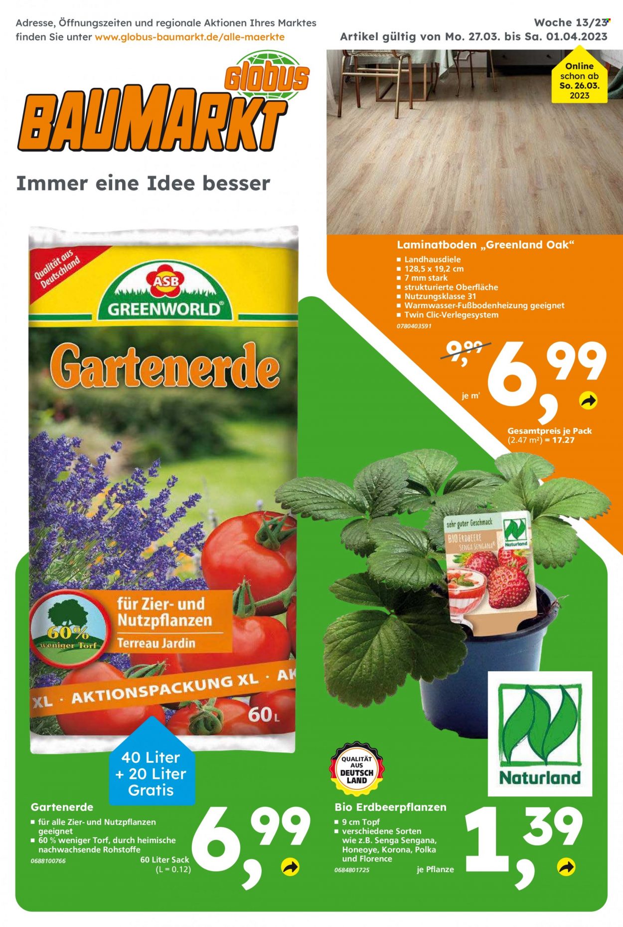 Globus Baumarkt Prospekte  - 27.03.2023 - 1.04.2023. Seite 1