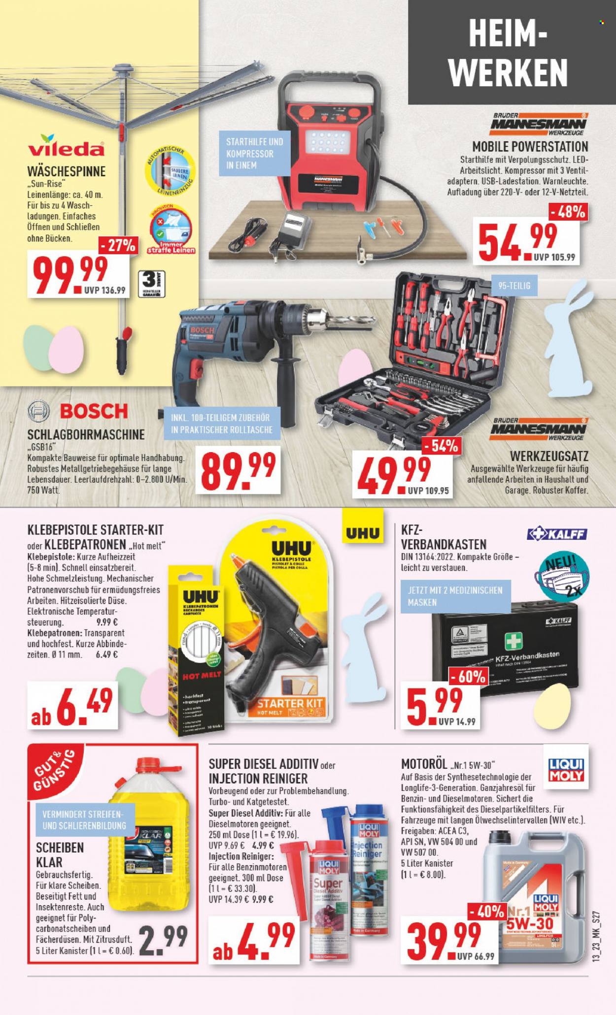 thumbnail - Prospekte Marktkauf - 27.03.2023 - 1.04.2023 - Produkte in Aktion - Bosch, Vileda, Reiniger, Heißklebesticks, Koffer, Kompressor, Motoröl, Verbandkaste. Seite 27.