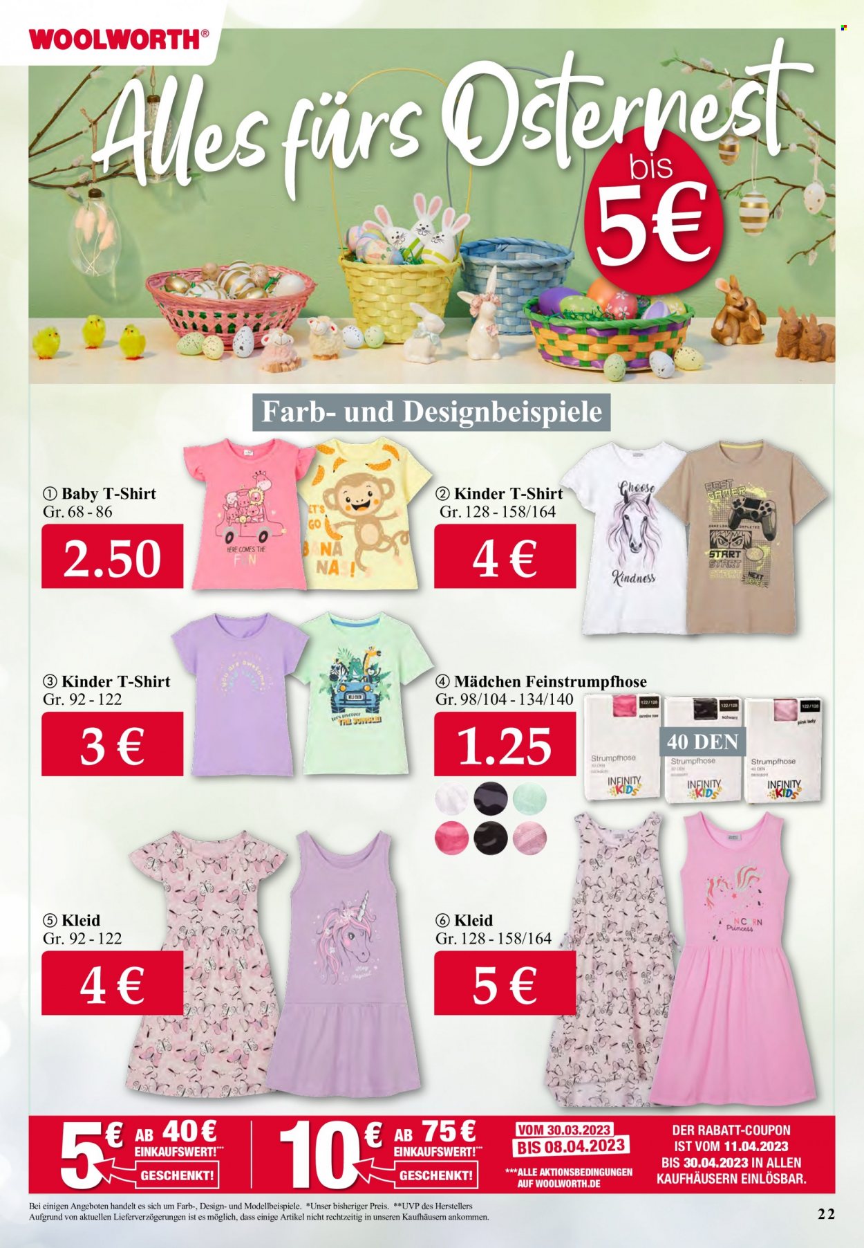 thumbnail - Prospekte Woolworth - Produkte in Aktion - Shirt, Kleid, Kinder-T-Shirt, T-Shirt, Strumpfhose, Äpfel. Seite 22.
