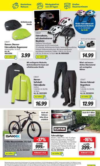 thumbnail - CRIVIT Damen-/Herren- Fahrradhelm -Regencover Einheitsgröße. Je Stück. Art.-Nr. 100352856