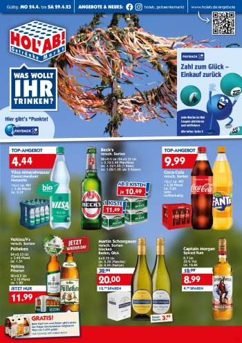 Prospekte Hol'ab! Getränkemarkt - 24.04.2023 - 29.04.2023.