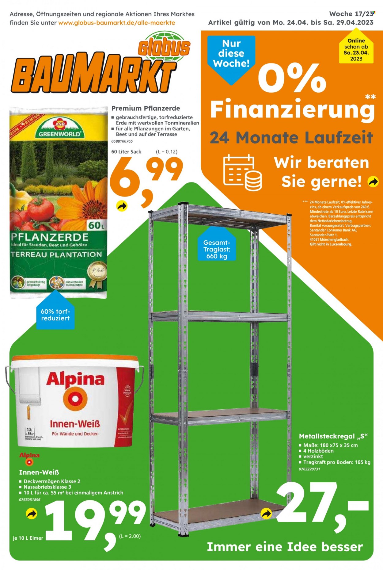 Globus Baumarkt Prospekte  - 24.04.2023 - 29.04.2023. Seite 1