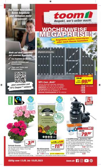 Prospekte toom Baumarkt - 13.05.2023 - 19.05.2023.