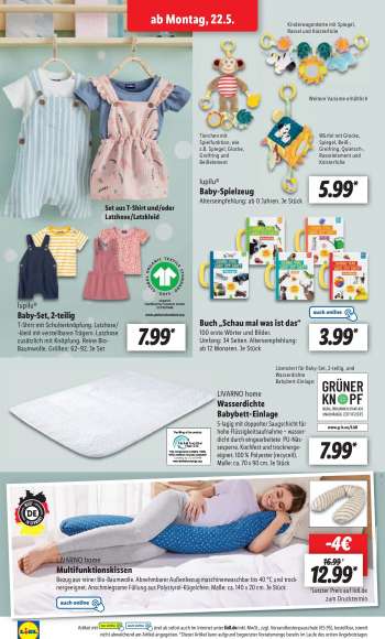 thumbnail - LIVARNO home Wasserdichte Babybett-Einlage 5 lagig mit doppelter Saugschicht für hohe Flüssigkeitsaufnahme – wasser dicht durch eingearbeitete PU Näs sesperre . Kochfest und trocknerge eignet 100 Polyester recycelt Maße : ca. 70 x 90 cm . Je Stück