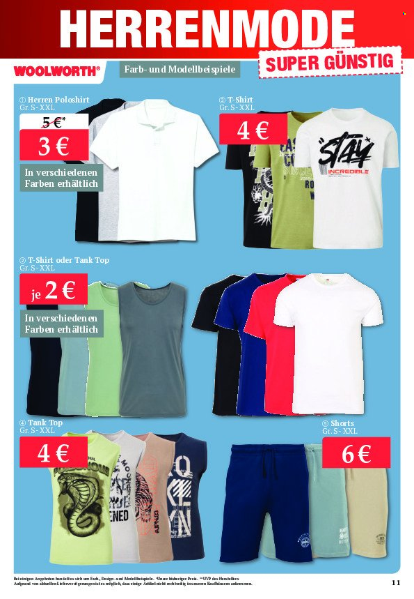 thumbnail - Prospekte Woolworth - 1.06.2023 - 7.06.2023 - Produkte in Aktion - Shorts, Polo-Shirt, T-Shirt, Tank-Top, Top. Seite 11.