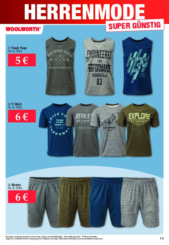 thumbnail - Prospekte Woolworth - 1.06.2023 - 7.06.2023 - Produkte in Aktion - Shorts, T-Shirt, Top. Seite 12.
