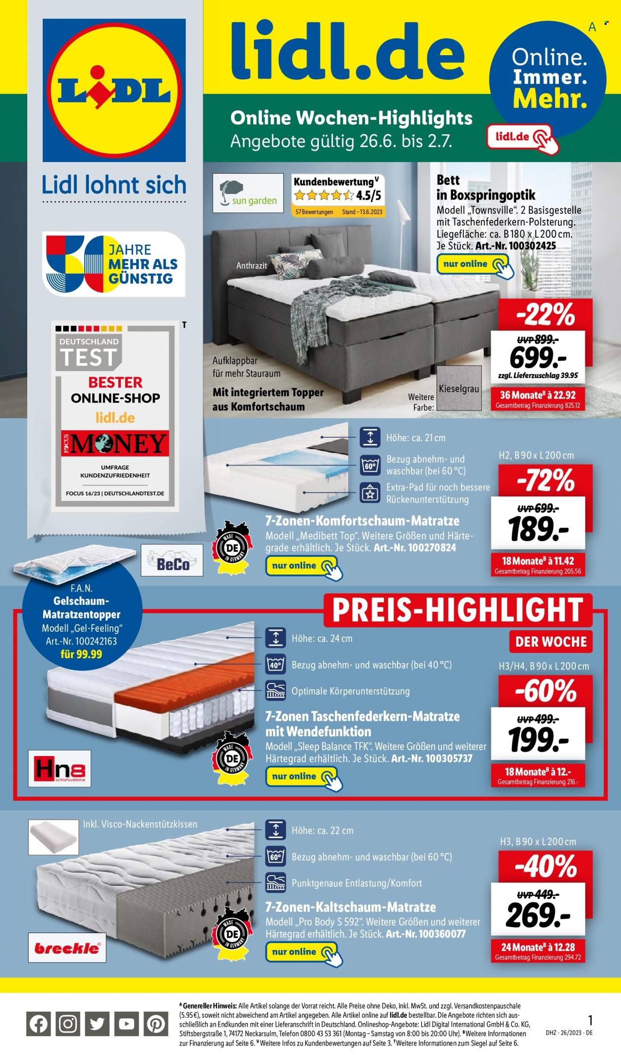 Lidl Prospekte  - 26.06.2023 - 2.07.2023. Seite 1