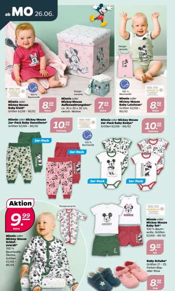 thumbnail - Minnie oder Mickey Mouse Baby Set* 100 % Baum- wolle, Größen 62/68 – 86-92